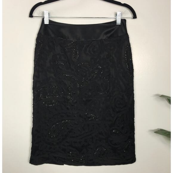 Lafayette 148 Women's 2 Petite Silk Beaded Skirt Formal Sparkly Textured Evening - Picture 1 of 10